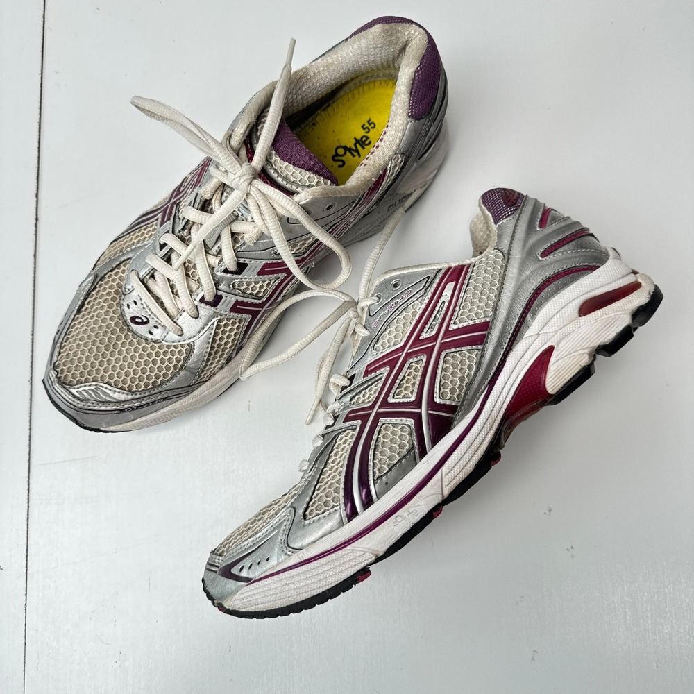 Asics GT-2140 Womens Running Shoes Silver Purple Burgundy T954N Size 10 US